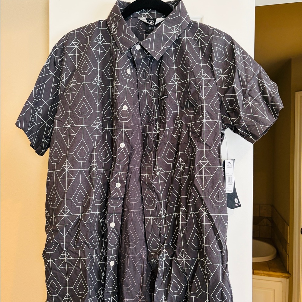 Volcom Black Geometric Button Down Shirt
